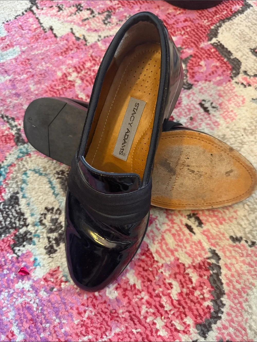 Stacy Adams Black Patent Leather Slip-On Loafers with Elastic Band